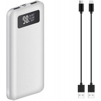 Portable Slim Power Bank Works for Your Samsung Galaxy Halo with 10,000mAH Digital Display Screen, Status Update, and 3 Cables Included! (White)